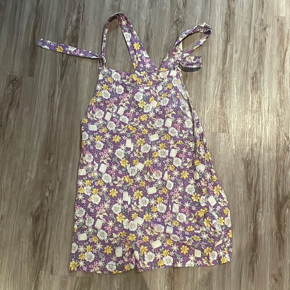 Disney Princess Tangled Rapunzel Pascal Floral Tie Linen Shortalls Overalls